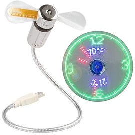 Small USB Fan with Real Time Clock and Temperature Display, SAYTAY Personal Portable USB Clock Fan, As Decoration Or Holiday Gift for Home & Office(Temperature)