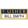 Usher Reusable Name Badge with Cross and Magnets (Pkg of