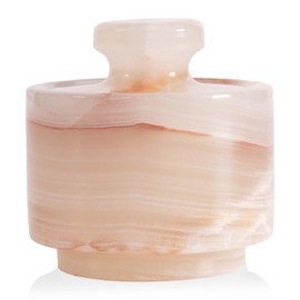 MARBLOUS KRAFTS Marble Salt Cellar 3 Inch White Onyx Salt Holder With Lid for Spice Jar & Stone Salt Container, Modern Sugar Bowl