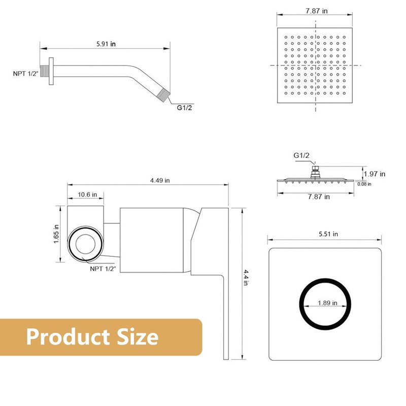 BWE Shower Faucet Set Matte Black Bathroom Rain Shower System