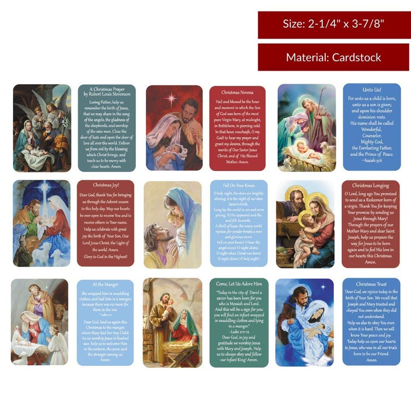 Christmas Prayers Wallet Card Assortment Bible Scripture, 54 Cards Per