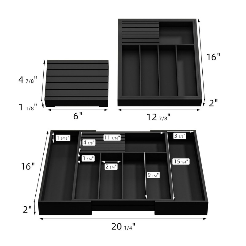 WUSHIZHUHUN Utensil Organizer Silverware Tray for Drawer - Bamboo Knife