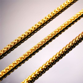 Gold Wheat Chain Necklace Hip Hop Rapper Jewelry 3mm 22 Inch Fashion Men's Jewelry