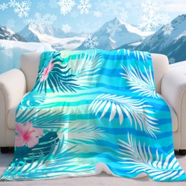Cooling Blanket for Hot Sleepers, Tropical Palm Leaves Floral Flower Botanical Plant Throw Breathable Summer Comforter, Lightweight Ice Comforter for Night Sweats, Cooled Sleeping Blanket 50x68 inch