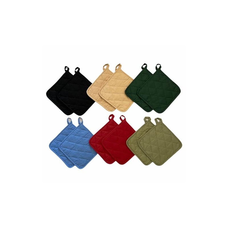 12 Pack Square Pot Holders 100% Cotton Heat Resistant Hotpads