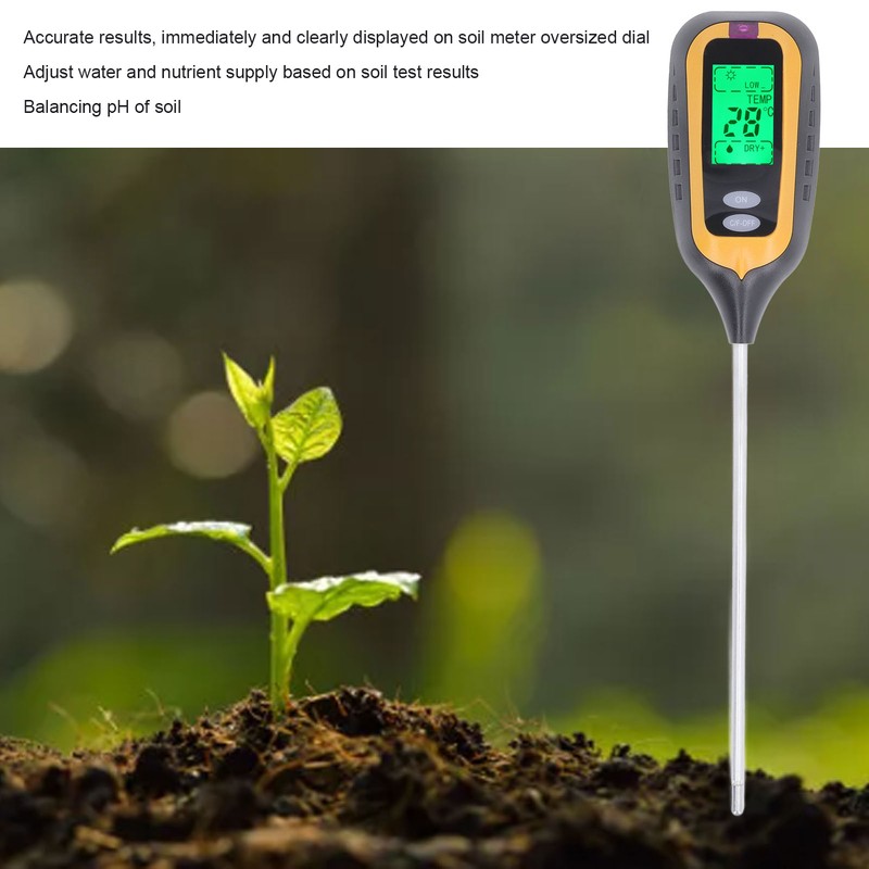 Soil Moisture Meter 4 in 1 Digital Backlight Plant Temperature