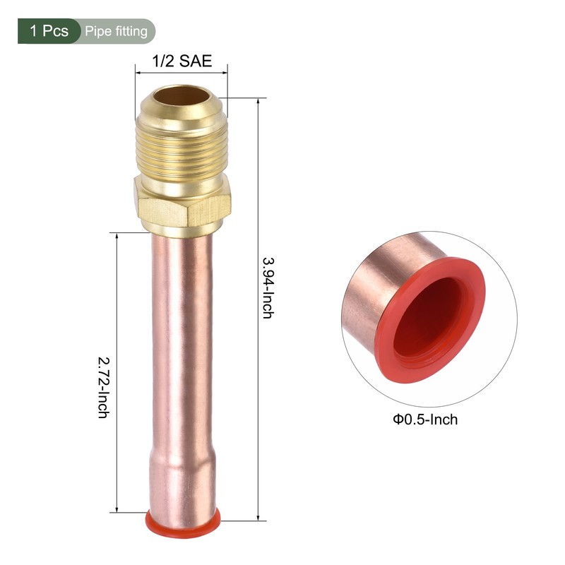 YOKIVE 1 Pcs Brass Fitting with Copper Pipe, Air Conditioning
