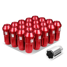 J2 Engineering J2-LN-T7-035-15-RD M12 x 1.5 T6-7075 Aluminum 50mm Closed End Lug Nuts w/Deep Drive Extension Adapter,Red