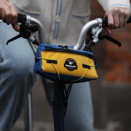Rhinowalk Bicycle Handlebar Bag Shoulder Bag 2-Way Urban Bicycle Waterproof Lightweight Basket Bag Storage Bag Road Bike MTB Folding Bike (Blue & Yellow)