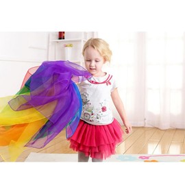 Yolistar Pack of 12 Colourful Juggling Cloths, 60 x 60 cm Dance Cloths, Colourful Chiffon Cloths, Children's Show & Adult Performance Dance Scarves for Dancing, Juggling, Sensory, Dance Cloths