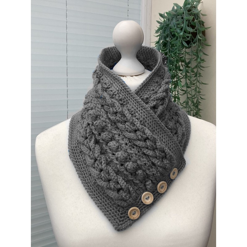 Crochet Pattern for Ladies Neck Warmer Scarf, use Aran Yarn