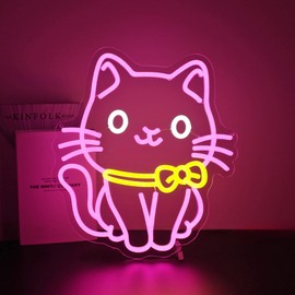 Gdbkabf Cat Neon Sign, Neon Signs for Wall Decor Neon LED Signs Room Neon Light Up Signs Home Decor for Bedroom Club Party Bar Shop USB Operated