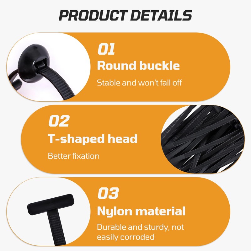 Nylon Universal Cable Tie Buckle,100PCS Upgrade Heavy-Duty Self-Locking UV-Resistant Wire