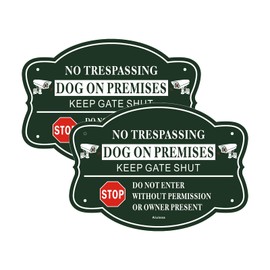 No Trespassing Stop for Fence Sign, Dog On Premises Keep Gate Shut Stop Sign, Do Not Enter Aluminum Sign, Under Surveillance Easy to Install