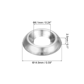 uxcell 50Pcs Countersunk Finish Washers, #10 Nickel-Plated Steel Countersunk Washers Gaskets for Screws Bolts, Silver