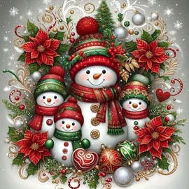 Christmas Stamped Cross Stitch Kits - Needlepoint Counted Cross Stitch Kits for Beginner Adult Crossstitching Printed Dimensions Snowman Patterns Stitch Embroidery Kits Arts and Crafts