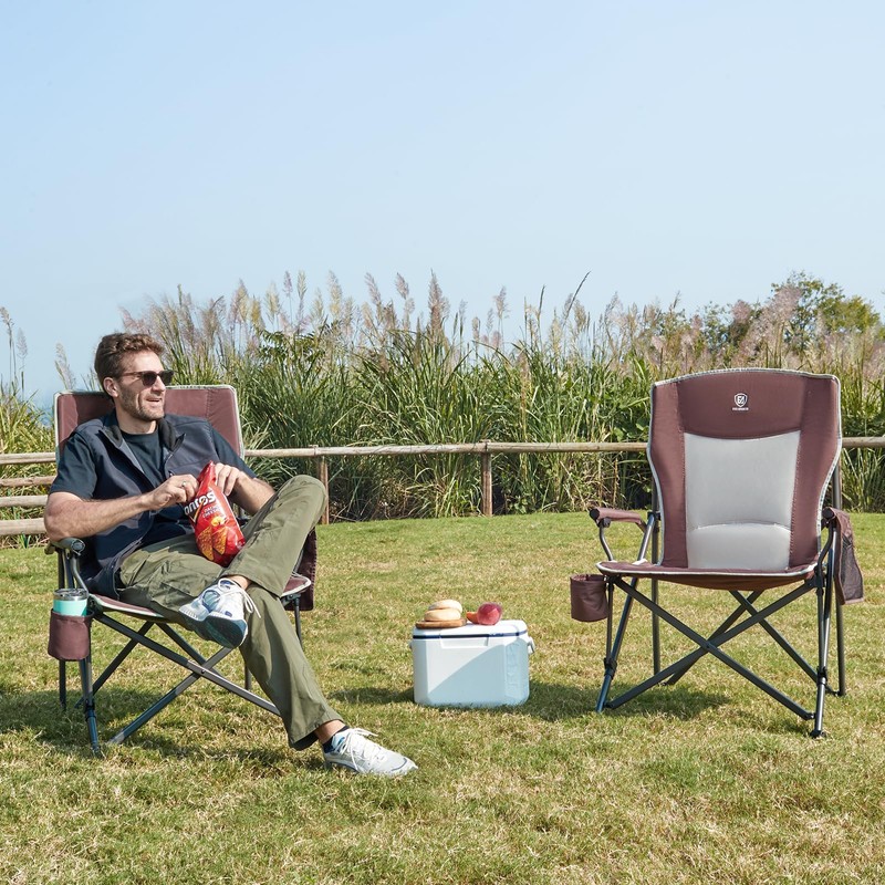 EVER ADVANCED Oversized Folding Camping Chair, for Adults Heavy Duty