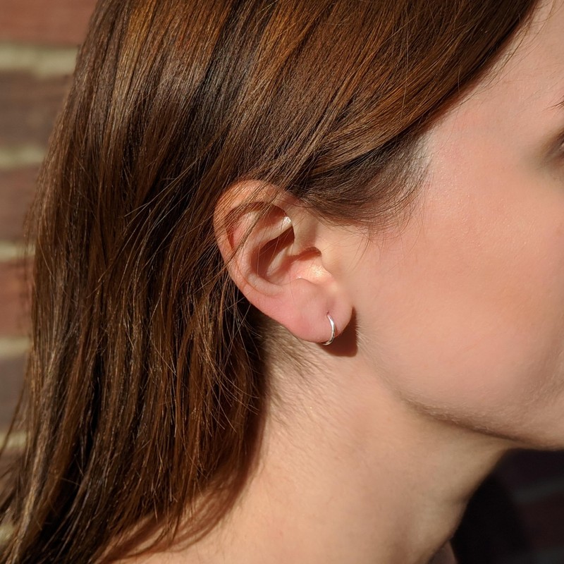 Philip Jones Sterling Silver Micro Thread Hoop Earrings