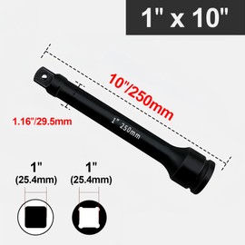 LEPEVNEY 1" x 10" Impact Extension Bar for Use with Air Impact Wrenches, Breaker Bars, Ratchets, CR-MO Steel