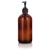16 oz Amber Glass Boston Round Bottle with Black Lotion