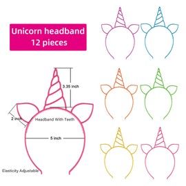 Eowppue Unicorn Headband Children Pack of 12 Unicorn Headband Girls Unicorn Birthday Decoration for Unicorn Party Easter Birthday Party Carnival Head Accessories Party Decoration