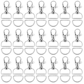 100PCS Premium Swivel Snap Hooks and D Rings, Swivel Snap Hooks for Keychain and Sewing Project(3/4"Inside Width) Silver