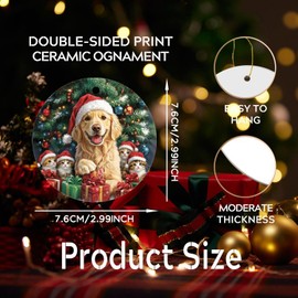 Adorno de Navidad 2024, adornos de Navidad para perros y gatos con caja de regalo, adorno redondo de cerámica para decoración del árbol de Navidad, encantador para familiares y amigos