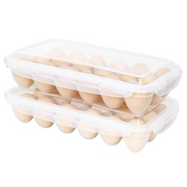 Obsoorth 2 Pack Egg Holder for Fridge with Lid, Stackable Clear Plastic Egg Cartons Reusable, Egg Container for Camping, Home and Kitchen 18X2 Eggs (36 Eggs)