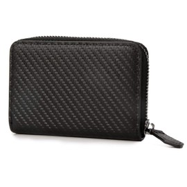 Legare Men's Coin Case, Coin Purse, Genuine Leather, Carbon Leather, Key Chain Included - brown