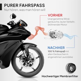 Senner MotoPro Ear Protection Ear Plugs for Motorbike and Motorsport, Very Easy to Carry and Quiet, Reduces Wind Noise, Traffic Stays Audible, with Aluminium Case, Reusable