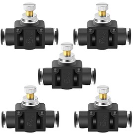 Beduan 3/8" x 3/8" Tube OD Air Flow Control Valve with Push-to-Connect Fitting Speed Controller Union Straight SCF-3/8 (Pack of 5)