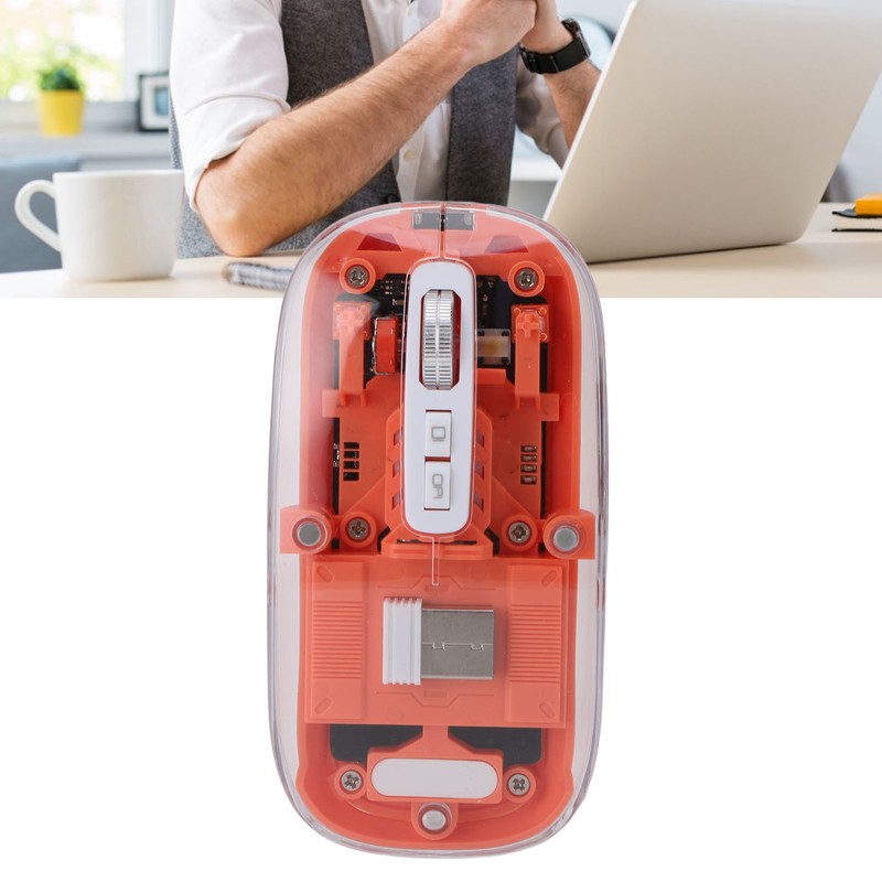 Transparent Computer Mouse 2.4G BT1 BT2 Tri Mode USB Rechargeable
