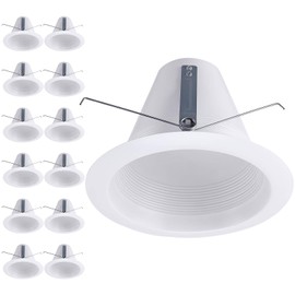 TORCHSTAR 12-Pack 6 Inch Recessed Can Light Trim, IC-Rated Anti-Glare 6 Inch Air Tight Baffle Trim, Self-Flanged Recessed Light Trim, White