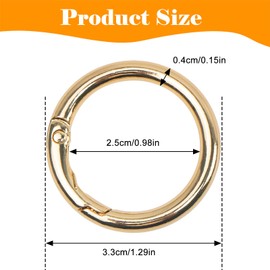 18 Pcs Spring O Ring Clasp Circle Carabiner Purse Rings for Straps Metal Round Key Ring Keychain Clip Gold Silver (Colorful)