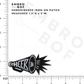 EMBROBOF Black Cheer Megaphone Patch – 1.5 inches, Cool Megaphone Iron On Patch – Embroidered Game Day Patches for Hats