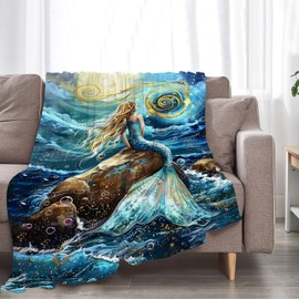 Little Mermaid Soft Plush Throw Blanket for Kids - 50"X40"