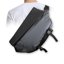 MQTUG Expandable Water-Resistant Sling Bag for Women and Men - Large Capacity Crossbody Backpack with Magnetic Buckle Ideal for Travel, Biking, Walking, Commuting and Everyday Use (Gray)