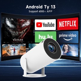 Mini Projector, Support 4K 1080P Portable Projector with Dual Band WIFI6 5G Wireless 5.2 Bluetooth Android 11, 200 ANSI Lumens, 180° Rotatable, Auto Keystone Correction,35"-130" Screen Video Projector