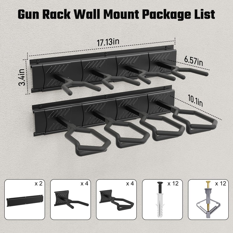 Gun Rack for Wall, Indoor Gun Racks Wall Mount, Adjustable