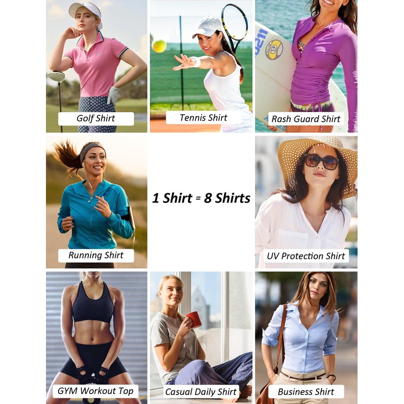 GGOV Women's Golf Polo Shirts Long Sleeve Workout Tops UPF