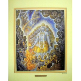 India Crafts Lord Krishna Shows Universal Form to Arjuna/Hindu God Poster - Reprint on Paper (Unframed : Size 11" x 14" inches)