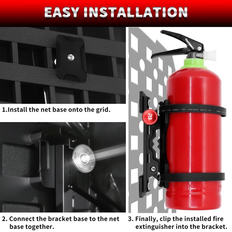 PLUSBEAM CNC Aluminum Quick Release Fire Extinguisher Mount Molle Panel,