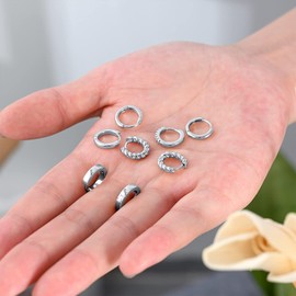 LILIE&WHITE Silver Hoop Earrings Set Women, 4 Pairs Hypoallergenic, Tarnish-Resistant Jewellery, Stylish Gift for Her, Elegant Accessories for Everyday and Special Occasions