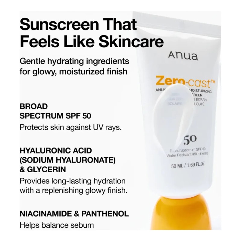 Anua Zero Cast Moisturizing Finish Sunscreen 50ml