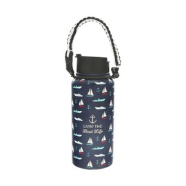 Pavilion - Livin' The Boat Life - 32 oz Stainless Steel Travel On The Go Water Bottle Coffee Thermal With Survival Rope Handle - Boat Beach Lake Lover Gift Present - 12 Hrs Cold & 6 Hrs Hot