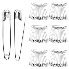 Safety Pins, 56 mm Large Safety Pins, 60 Pcs Heavy Duty Safety Pins for Clothing, Jewelry Making, Sewing, DIY Crafts (Silver)