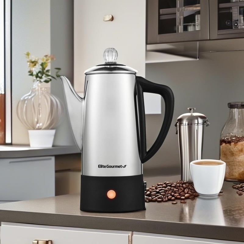 Elite Gourmet EC140 Electric 6-Cup Coffee Percolator with Keep Warm,