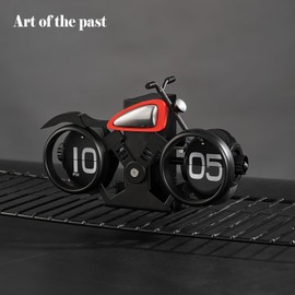 Adventurers Retro Motorcycle Flip Clock – Creative Page-Turning Alarm Clock for Living Room, Study, Office, or Café Decor
