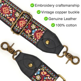KIMPUDSEN Purse Strap 2" Wide Shoulder Strap Replacement Crossbody Handbag Adjustable Embroidery Bag Strap