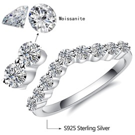 GSLAOZ Moissanite Wedding Band for Women, 0.54 ct D Color VVS1 Lab Created Diamond Sterling Silver Rings Half Eternity Stackable Engagement Ring Anniversary 6